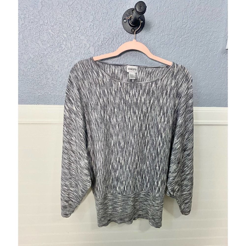 Chico's Gray Long Sleeve Relax Fit Tunic